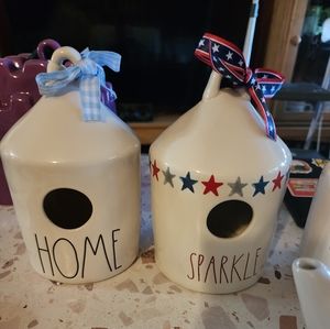 Birdhouses,2 coffee cups and a brand new bunny with spout for pouring